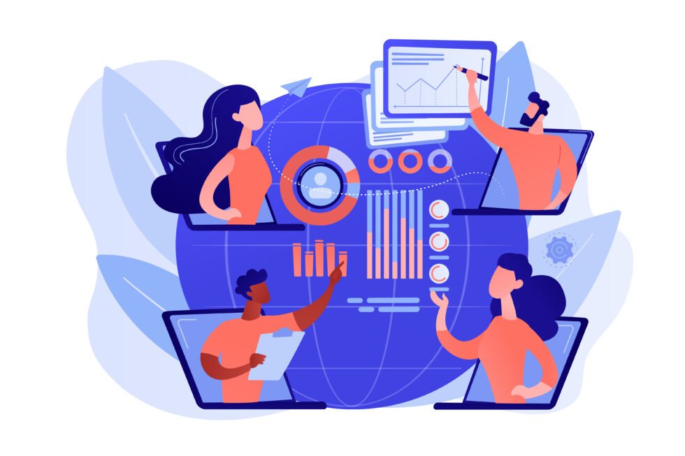 Online tech talks vector illustration